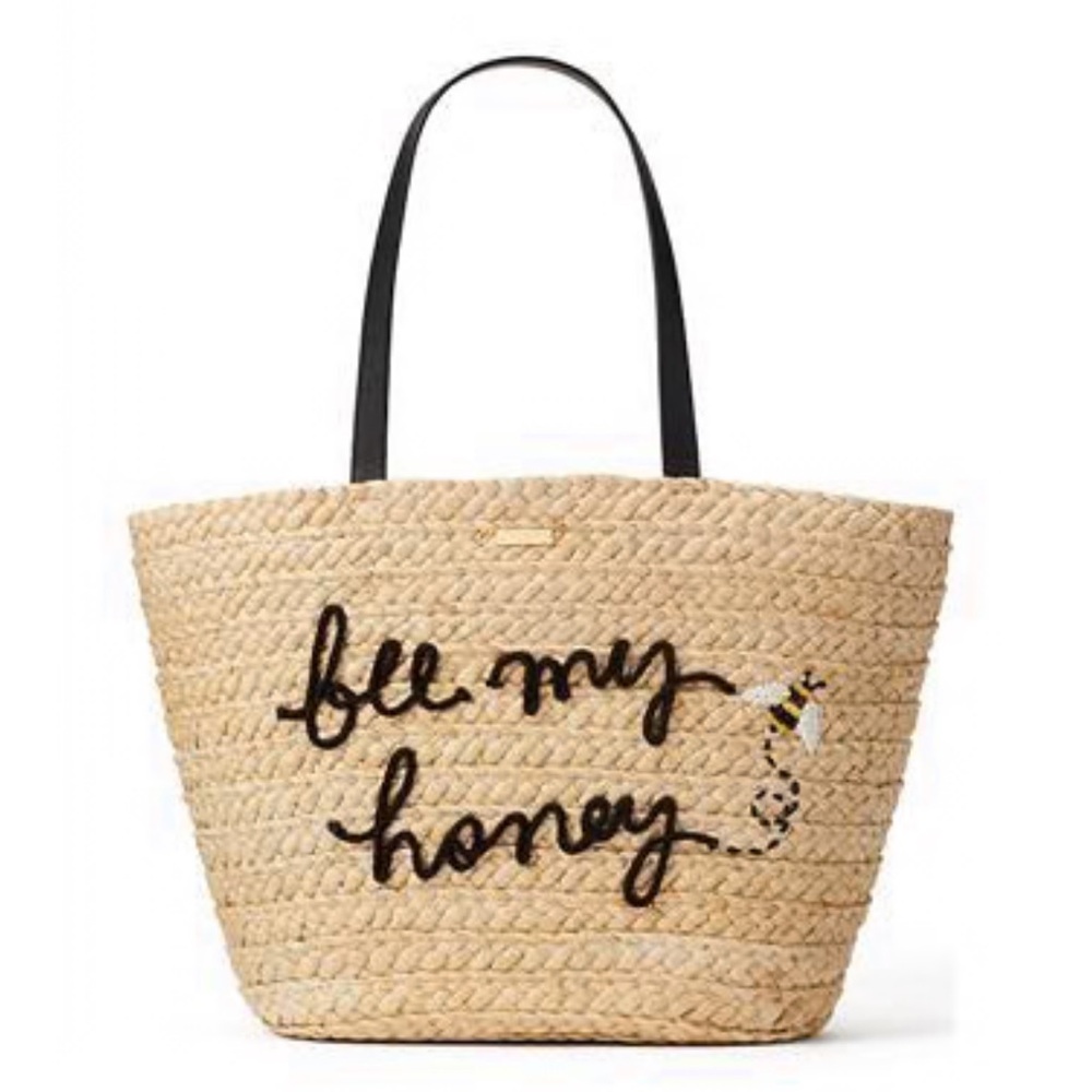 Picnic, Perfect Bee My Honey Straw Tote Bag